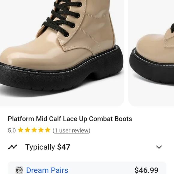 NWT Dream Paris Boots Size 8 Tan Baddie Lace Up Combat Chunky - Picture 1 of 2